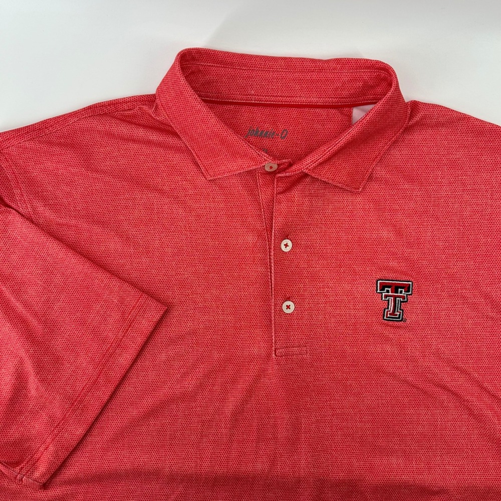 Johnnie-O Polo Shirt Mens XL Red Texas Tech Red Raiders Performance UPF 50 Golf